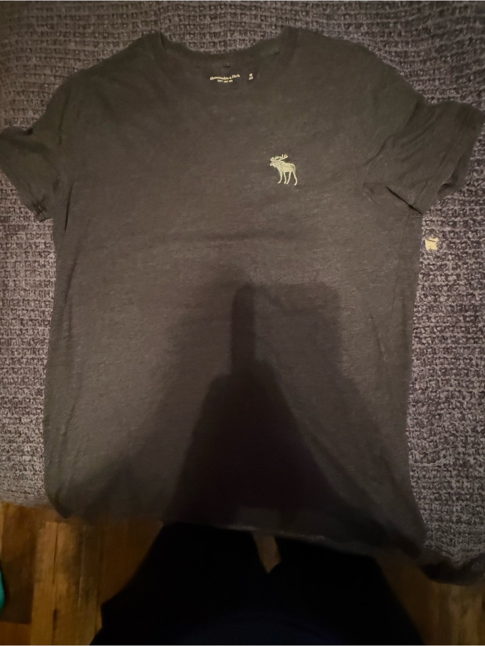 Abercrombie & Fitch Dark Gray Crew Tee with Small Moose Logo